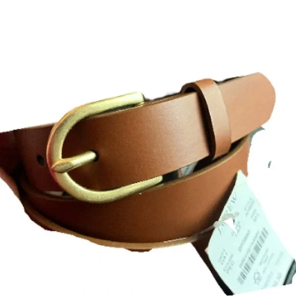 J Crew Classic brown leather, brass buckle dress belt M/L 36” preppy core - Picture 2 of 9